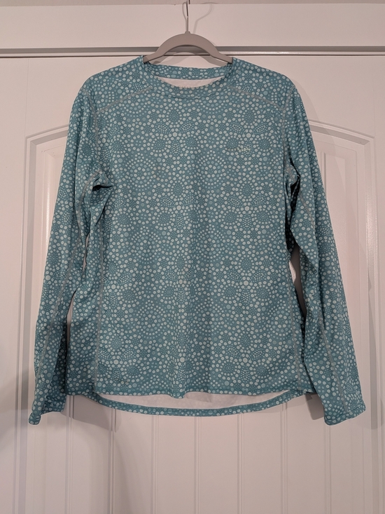 Simms Tops - Simms Solarflex UV Long-Sleeve Fishing Crewneck Top in Teal Dot Print